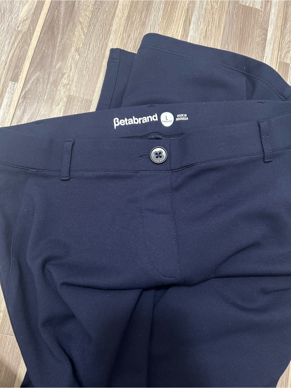 Betabrand women’s- Stretch Classic pant size L petite navy and dark grey bundle